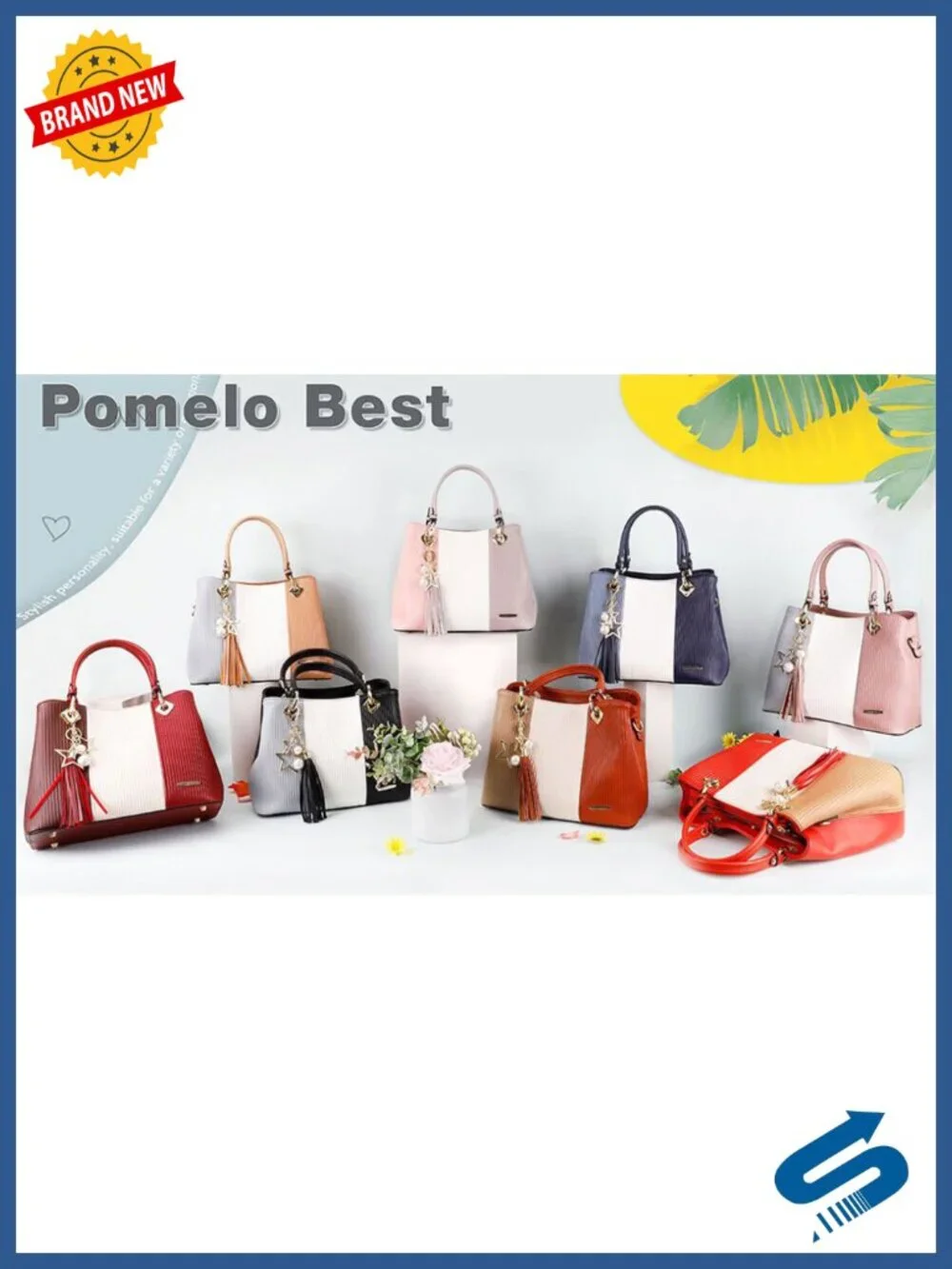 PU Leather Satchel Bag with Multiple Pockets Top Handle Tote Shoulder Bag